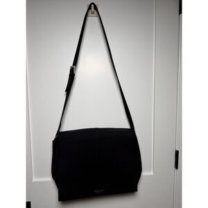 Kenneth Cole Black Canvas Messenger Bag Crossbody Laptop Briefcase NWOT